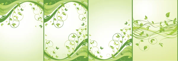 Green floral banners — Stock Vector