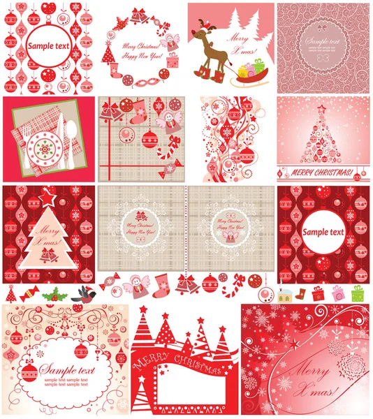 Xmas red cards — Stock Vector