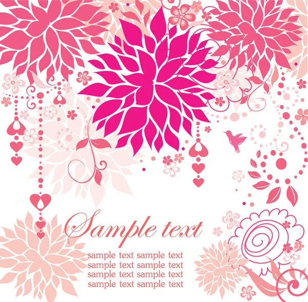 Beautiful greeting pink card — Stock Vector