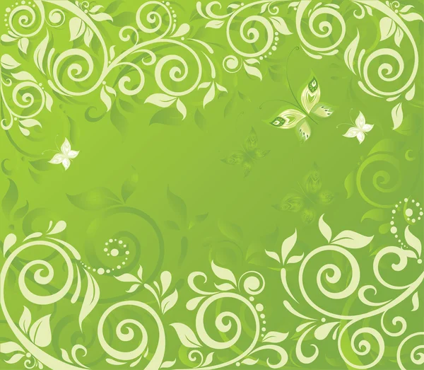 Yeşil çiçekli retro kartı — Stok Vektör