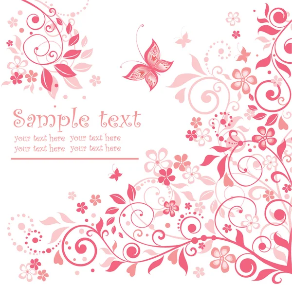 Saudação floral cartão rosa Gráficos De Vetores