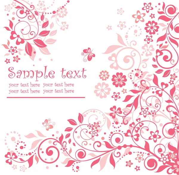 Pink floral kaart — Stockvector