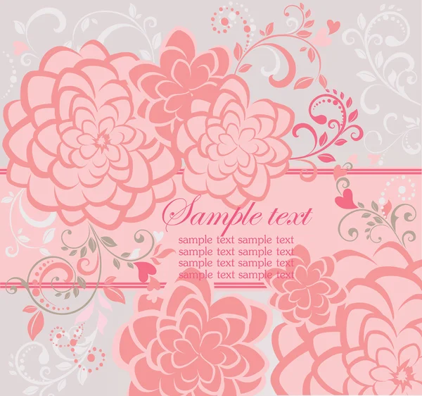 Greeting pink beautiful card — Stock Vector