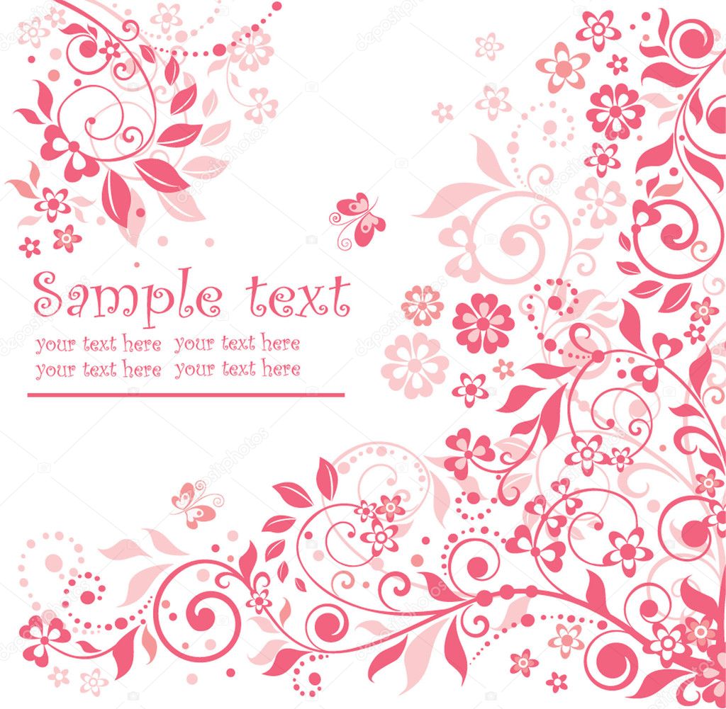 Pink floral card Stock Vector by ©antonovaolena 19866465