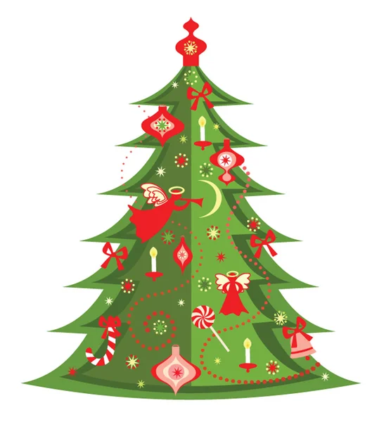 Árbol de felicitación de Navidad — Vector de stock