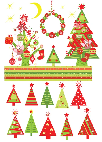 Dibujos animados con árbol de Navidad — Archivo Imágenes Vectoriales