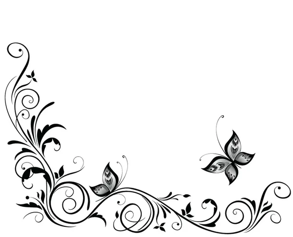 ᐈ Black And White Flower And Butterfly Border Stock Vectors Royalty Free Black Butterfly Border Illustrations Download On Depositphotos