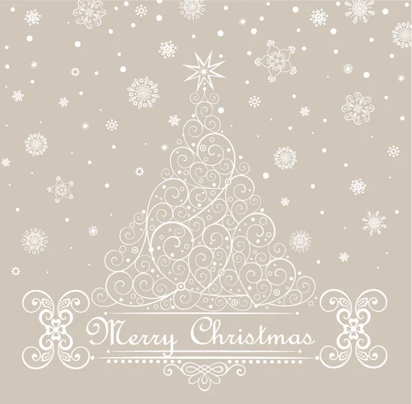 Retro card with xmas tree — Stock Vector