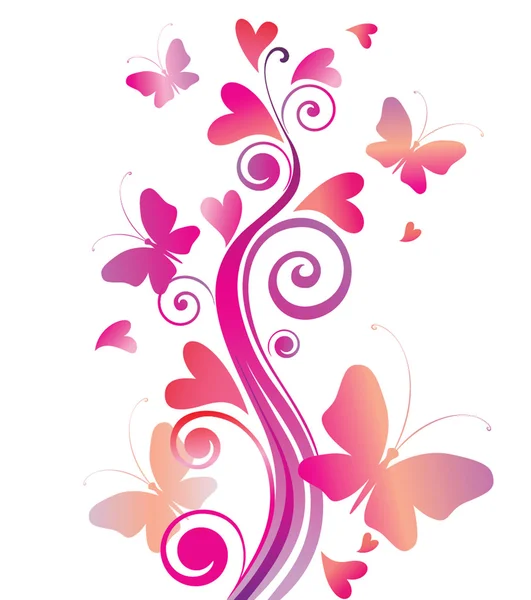 Beautiful tree with butterflies — Stock Vector