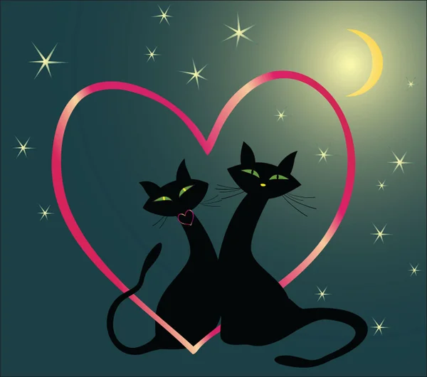 Gatos amantes — Vector de stock