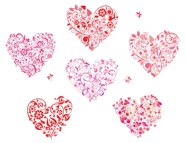 Цветочные формы сердечек — стоковый вектор