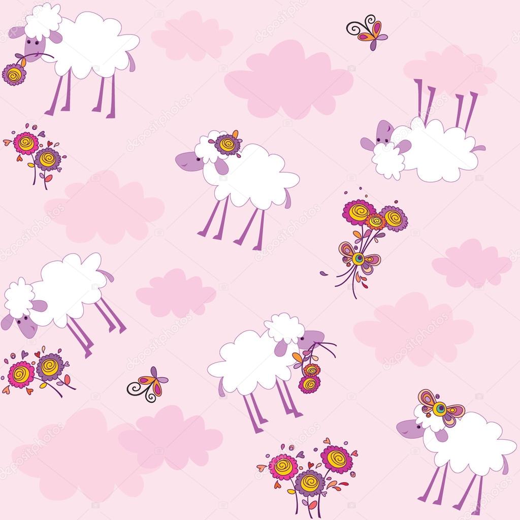 Seamless pattern with sheep