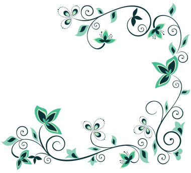 Floral green vintage border clipart