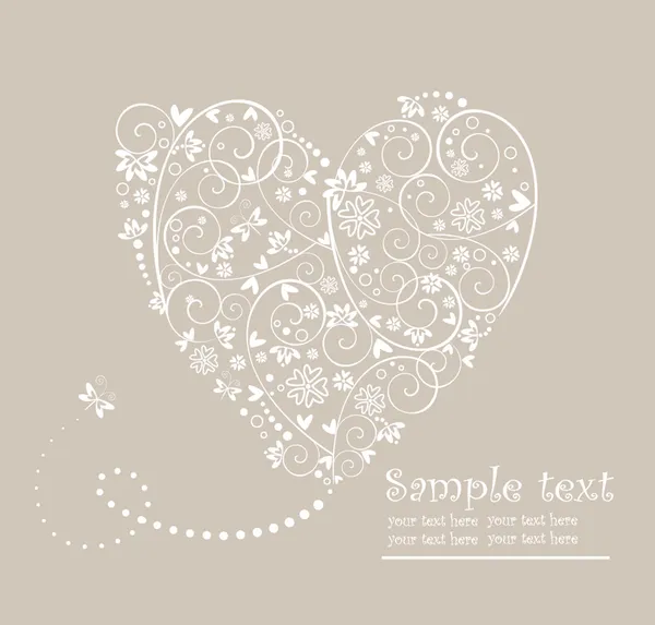 Tarjeta pastel de boda con corazón — Vector de stock