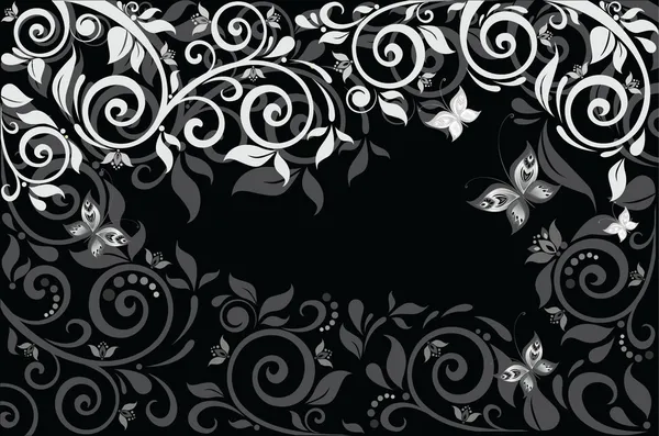 Fundo floral. Preto e branco . — Vetor de Stock