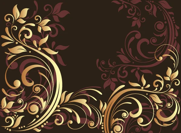 Tarjeta de oro floral — Vector de stock