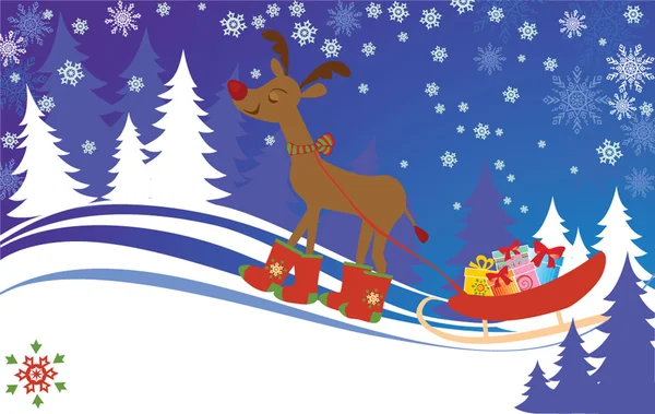 鹿のクリスマス カード — ストックベクタ