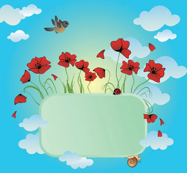 Frame with poppies — Stock Vector