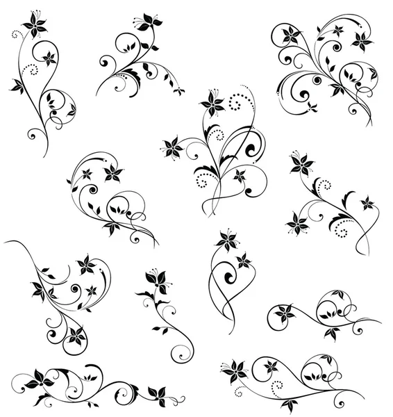 Black floral design — Stock Vector