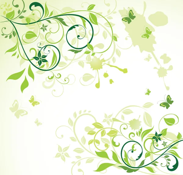 Yeşil çiçekli kart — Stok Vektör