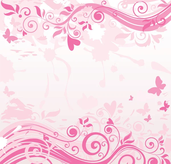 Banner floral rosa — Vector de stock
