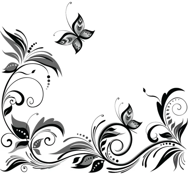 Black and white floral design — Stock Vector