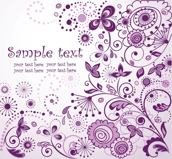 Cartão postal floral violeta —  Vetores de Stock