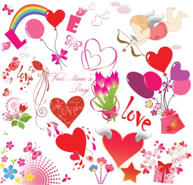 sevimli tasarım öğeleri kümesi