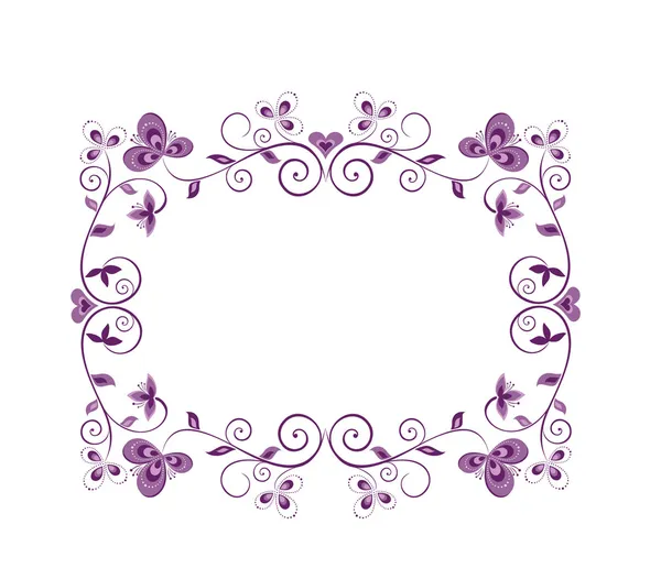 Floral violet decoratieve rand — Stockvector