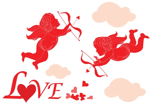 Valentine karty z Kupidynem — Wektor stockowy
