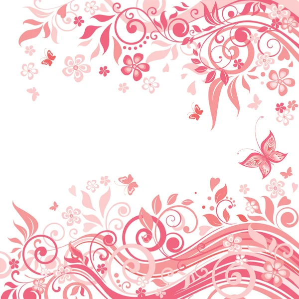 Floral roze kaart — Stockvector