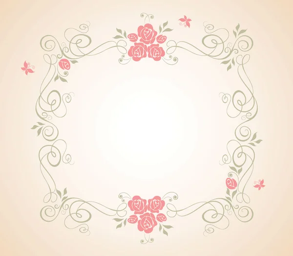 Bruiloft frame met rose — Stockvector