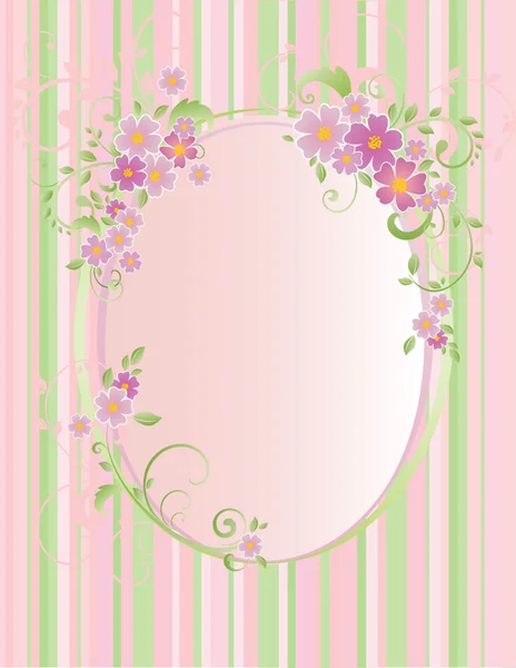 Frame with stripes and flowers — Stock Vector