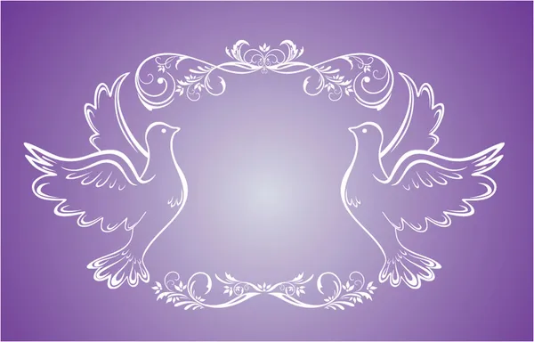 Wedding frame with doves — Stock Vector