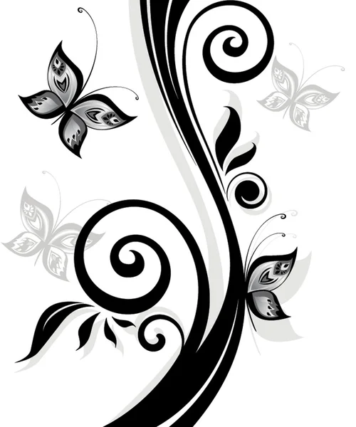 Estampado floral negro — Vector de stock