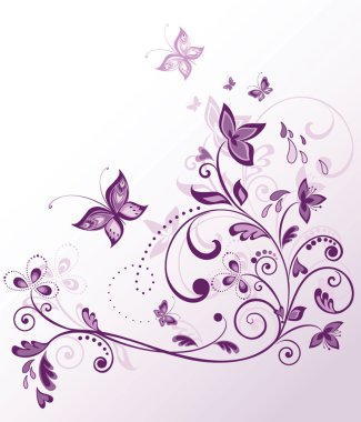 Vintage floral violet card clipart