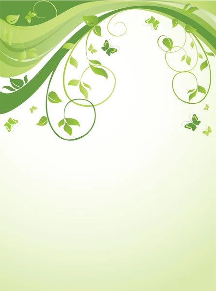 Banner verde floral — Vector de stock