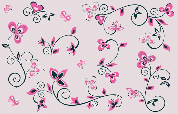 Éléments de design floral — Image vectorielle