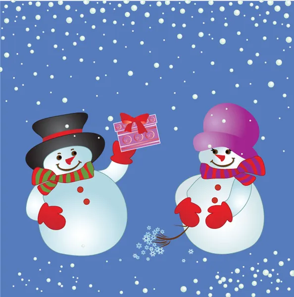 Christmas card with snowman — Stock Vector