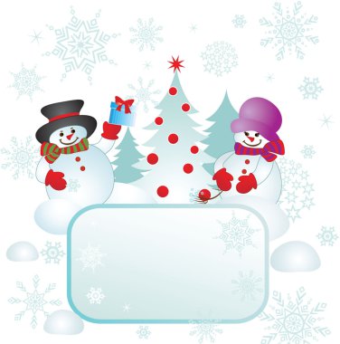 Noel kartı ile kardan adam
