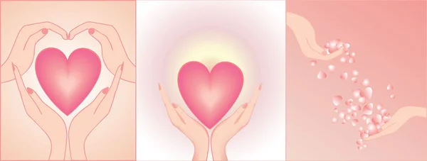 Coeurs dans les mains — Image vectorielle