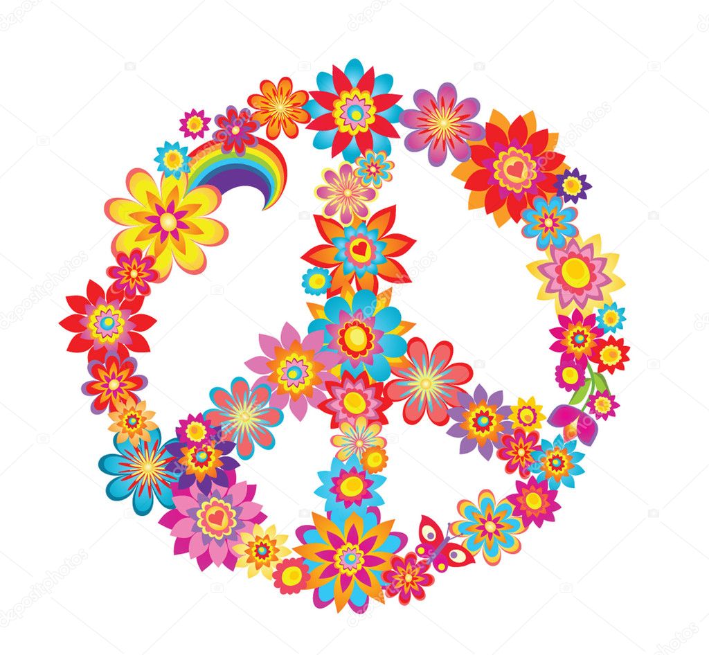 Colorful peace flower symbol