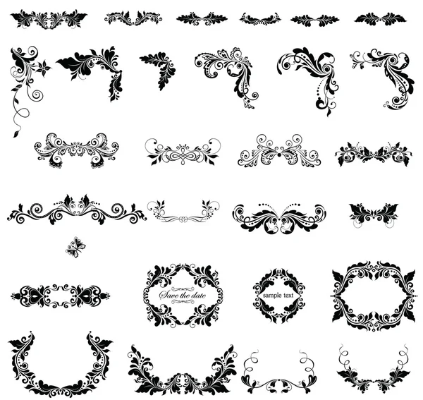 Floral adornment (black and white) — Stock Vector