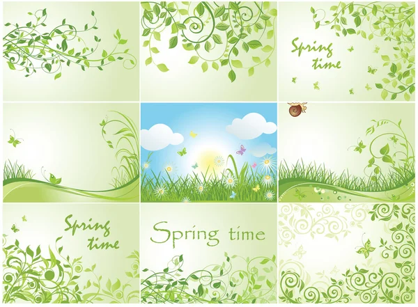 Green spring backgrounds — Stock Vector