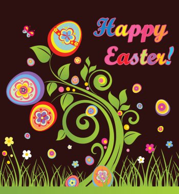 ağaç ile komik Paskalya tebrik kartı