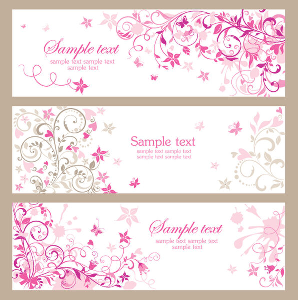 Красивые розовые горизонтальные баннеры
