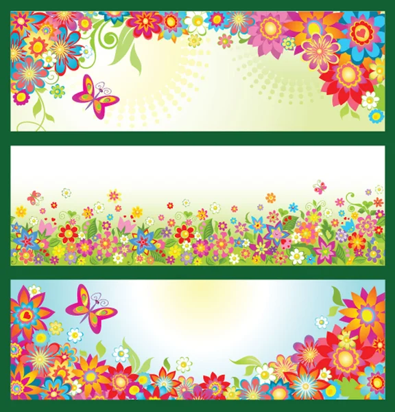 Banners with summer flowers — Stock Vector
