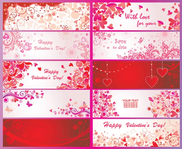 Set of valentines day banners — Stock Vector