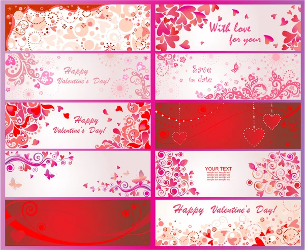 Set van de dag van Valentijnskaarten banners — Stockvector