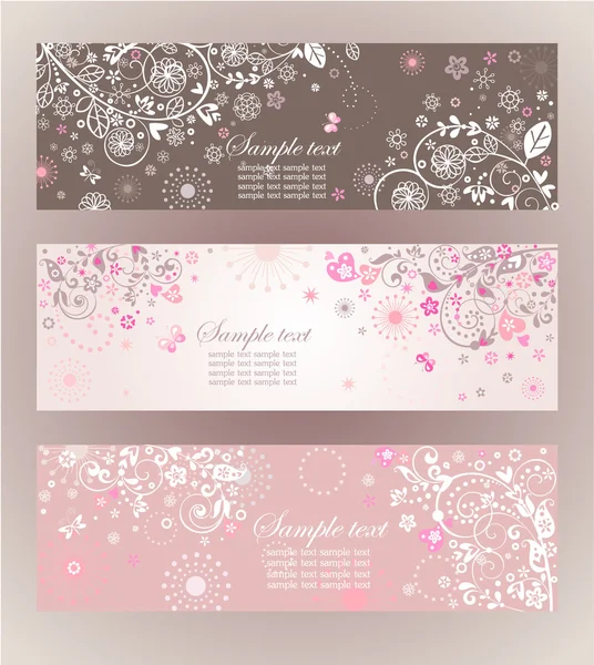 Beautiful floral horizontal banners — Stock Vector